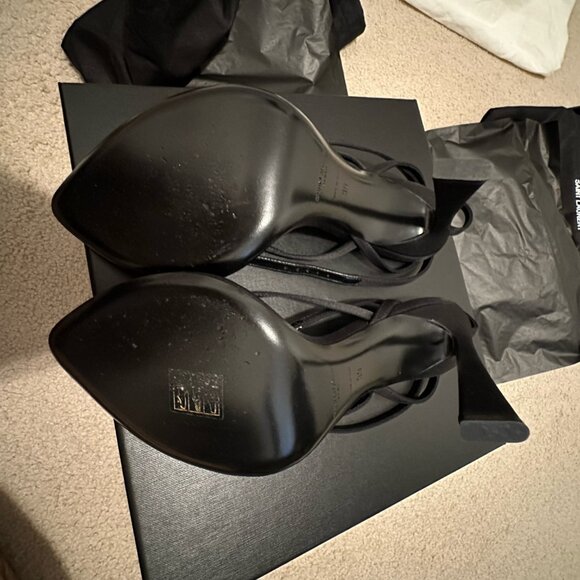 Saint Laurent “Nadja 105” Crepe Satin Sandals in Nero (Black), size 39. - Picture 2 of 9